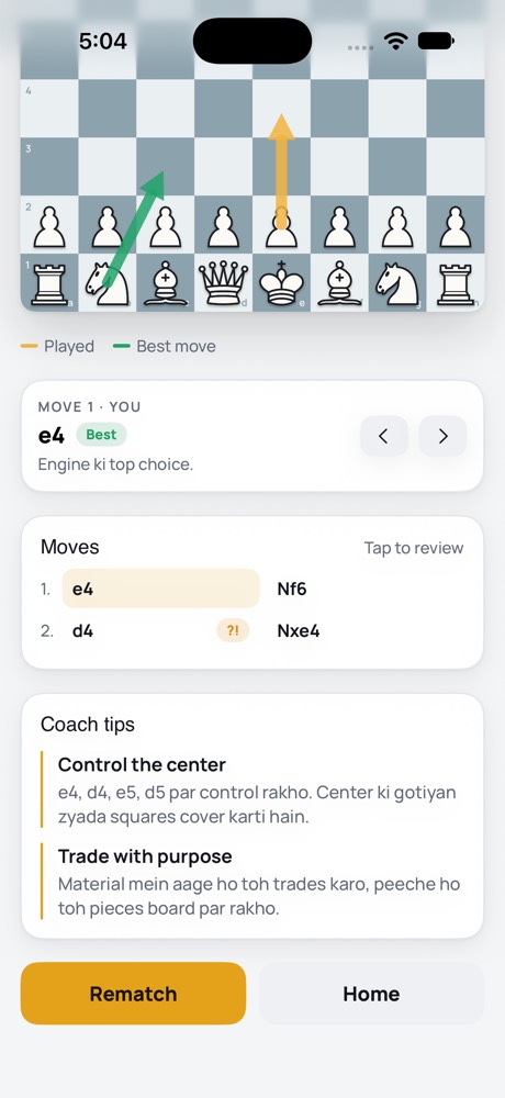 Move-by-move coach tips in game review